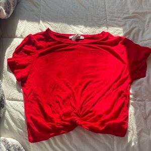 Gaze Bright Red Twist Front Crop Top